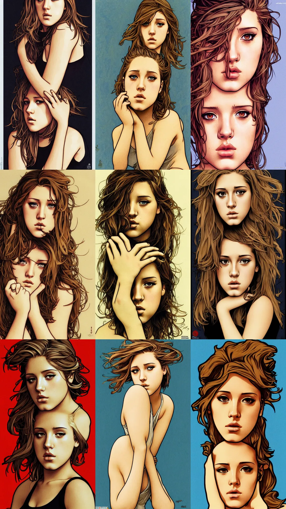 Prompt: Adèle Exarchopoulos, by Range Murata and Mucha