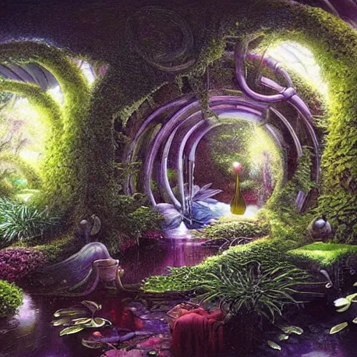 Prompt: surreal environment, hidden garden by michael whelan, heaven, ultra realistic, aesthetic, beautiful, magical