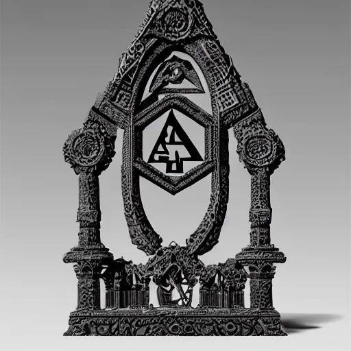 Image similar to interpretation of the legendary and mysterious alchemical Philosophers Stone, 3D printed model, resin, perlite and stone carvings and engravings, highly detailed and intricate, magical symbols, ornate, hyper-realistic, design studio, Zbrush central, 8k resolution, atmospheric lighting, opaque, by 3d artist Frank Guillen and artis Tyler Edlin