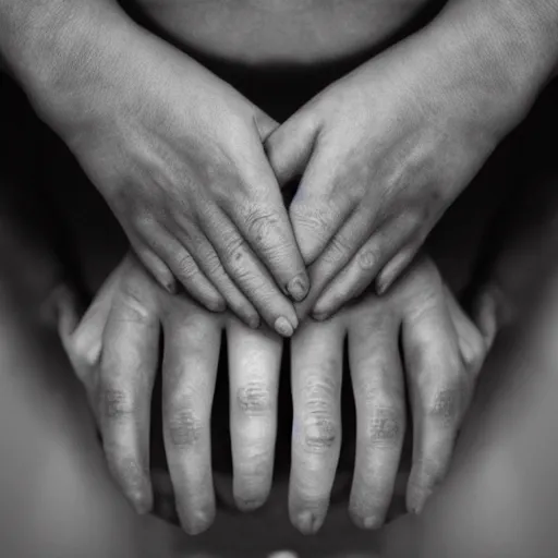 Image similar to hands with eyes, black and white, scary, hd hyper realistic