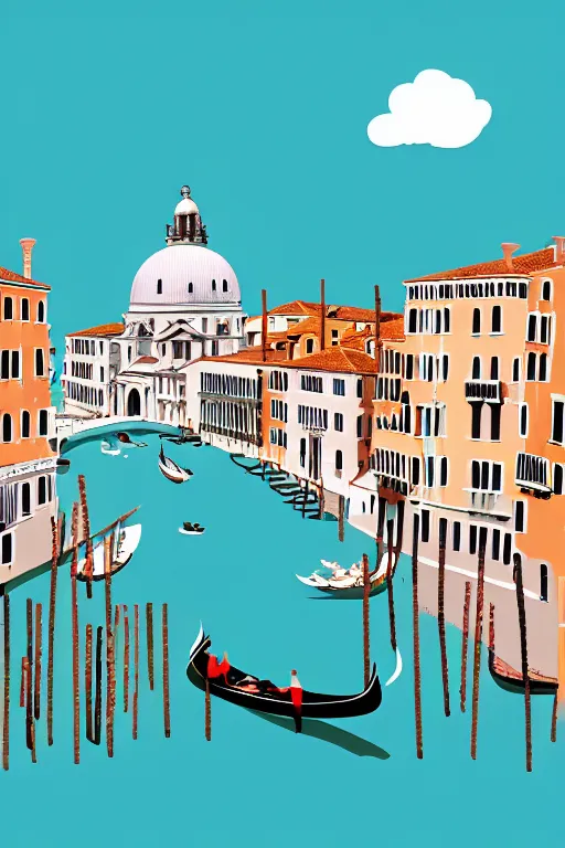 Image similar to venice, illustration, in the style of katinka reinke