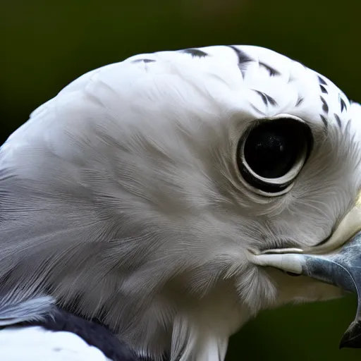 Prompt: close up of a side view face of a harpy eagle