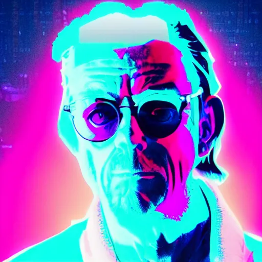 Image similar to vector christopher lloyd in hoodie, portrait, vaporwave, synthwave, neon, vector graphics, cinematic, volumetric lighting, f 8 aperture, cinematic eastman 5 3 8 4 film