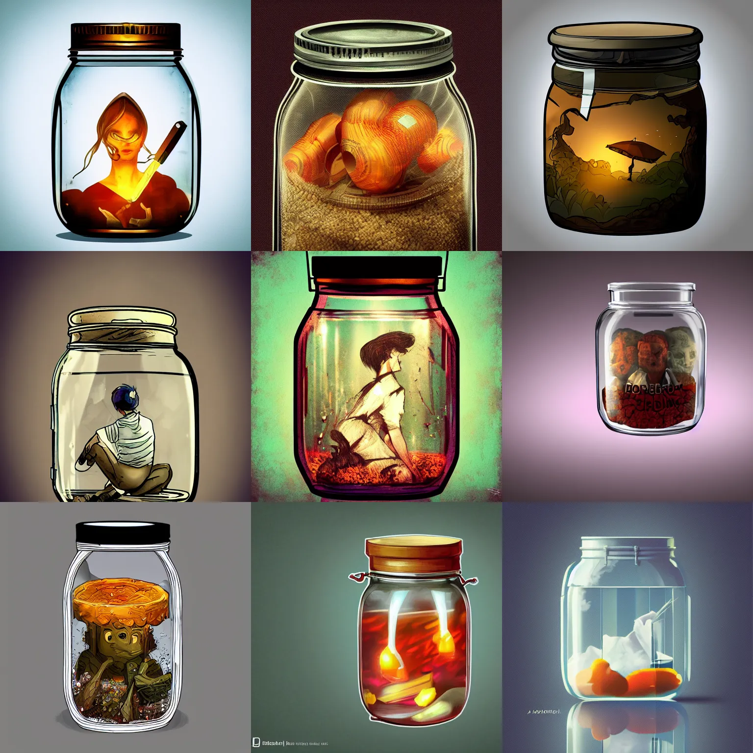 Prompt: a boredom inside a jar, digital art, high - resolution, creative artwork, trending on artstation