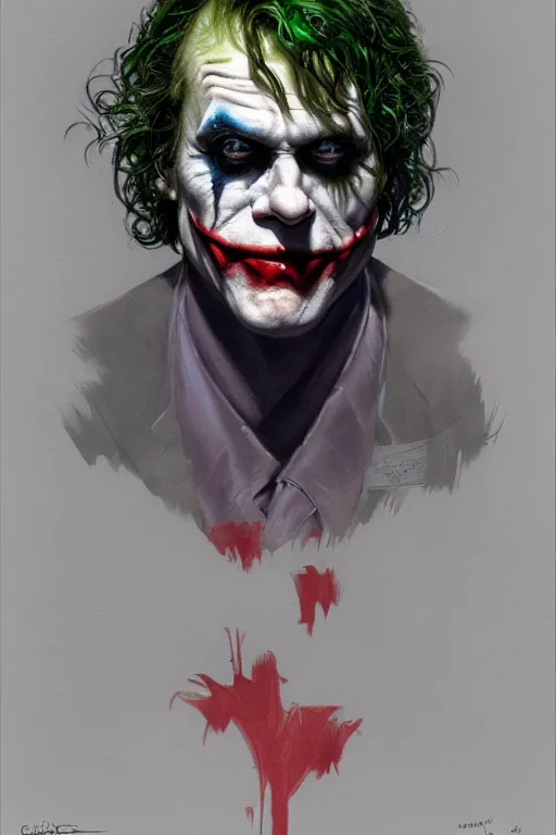 Image similar to The Joker, closeup character portrait art by Donato Giancola, Craig Mullins, digital art, trending on artstation
