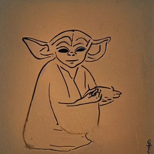 Image similar to baby yoda from the side, Ancient Egyptian art