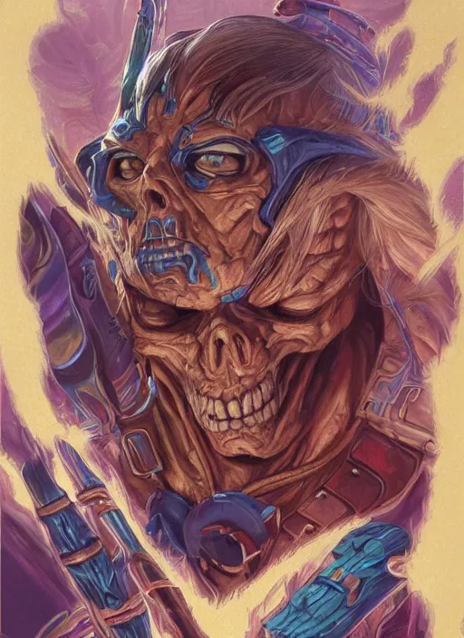 Image similar to portrait of He-man and Skeletor fused together in The Fly (1986), intricate, highly detailed, centered, digital painting, artstation, concept art, smooth, sharp focus, illustration, artgerm, donato giancola, Joseph Christian Leyendecker, WLOP, Artgerm