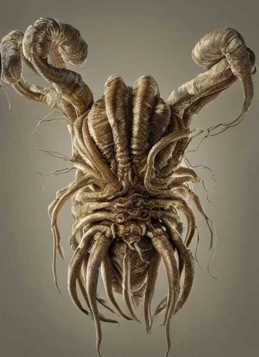 Image similar to photorealistic portrait photograph of a facehugger looking at you with a serious somber expression, twitch tv, disturbing, pronounced cheekbones, strong jaw, depth of field, soft focus, highly detailed, intricate, realistic, national geographic cover, soft glow, textured skin