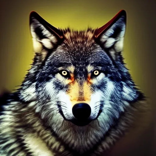 Image similar to an wolf + man + hybrid, animal photography