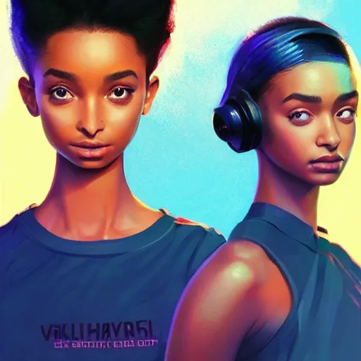 Image similar to electric yara shahidi, cute - fine - face, pretty face, oil slick hair, realistic shaded perfect face, extremely fine details, realistic shaded lighting, dynamic background, poster by by ilya kuvshinov katsuhiro otomo, magali villeneuve, artgerm, jeremy lipkin and michael garmash and rob rey