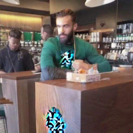 Prompt: gigachad at Starbucks