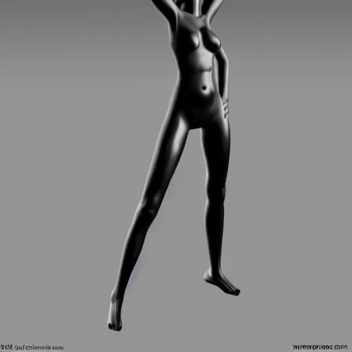 Image similar to 3 d render of a sculpture of a tall girl, no colors, white and black, plastic, 4 k, 8 k, hd,
