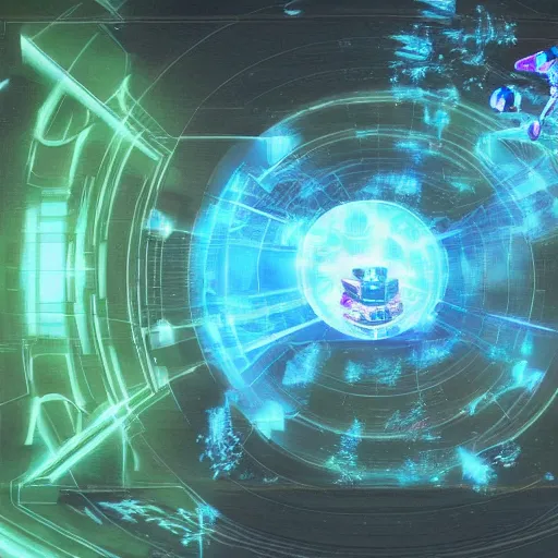 Image similar to hologram of a metroid prime map, doctor who wondering where he is