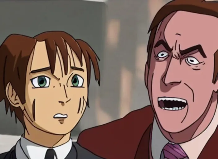 Prompt: youtube thumbnail saul goodman reacting to naruto