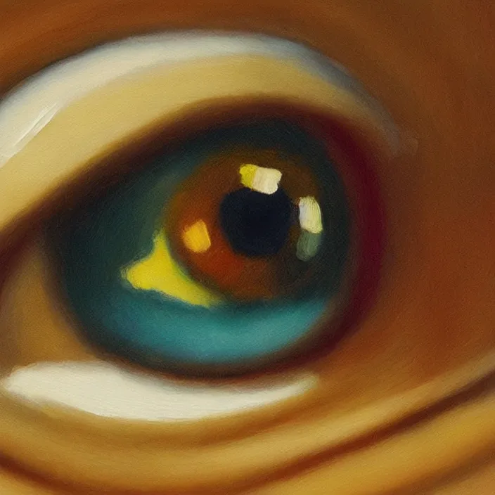 Image similar to a very detailed closeup painting of an eyeball, scary, very small brushstrokes, in the style of edward hopper, 4 k,