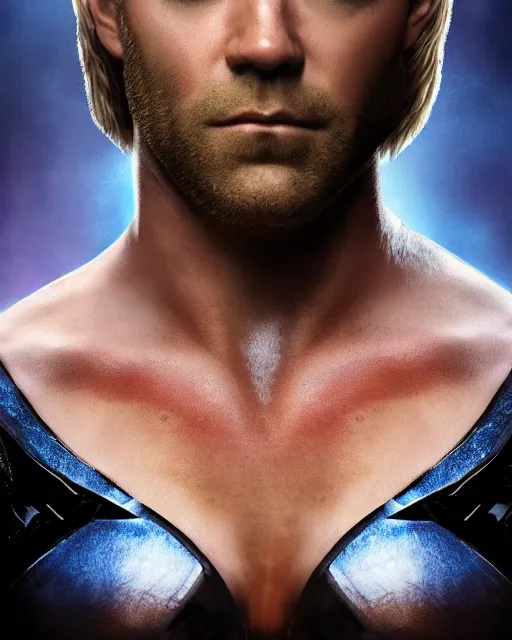 Prompt: an epic dramatic portrait of blonde antony starr as the homelander, john homelander, superhero from the boys tv show, very low angle, detailed face, epic art, trending on artstation, deviantart, high detail, high definiton, ultra realistic, hyper realistic, photo realistic, 4 k uhd