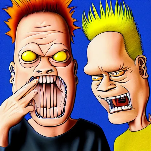 Prompt: beavis and butthead in real life, digital photo, high detail