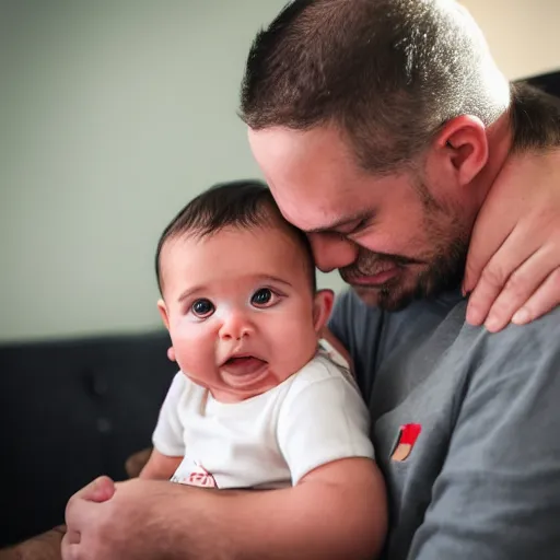 Image similar to a baby seeing his father for the first time