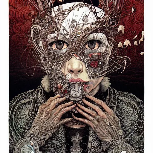 Image similar to portrait painted in jacek yerka style drawn by vania zouravliov and takato yamamoto, inspired by cyberpunk, intricate acrylic gouache painting, high detail, sharp high detail, artstation