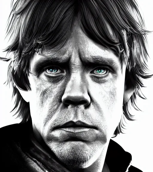 Prompt: Luke Skywalker in pain and anger deep dark technoir portrait cinematic photo by Leica Zeiss using force in detailed squareenix mcu style 3d unreal trending on artstation deviantart realistic hd by Kubrick and lucas