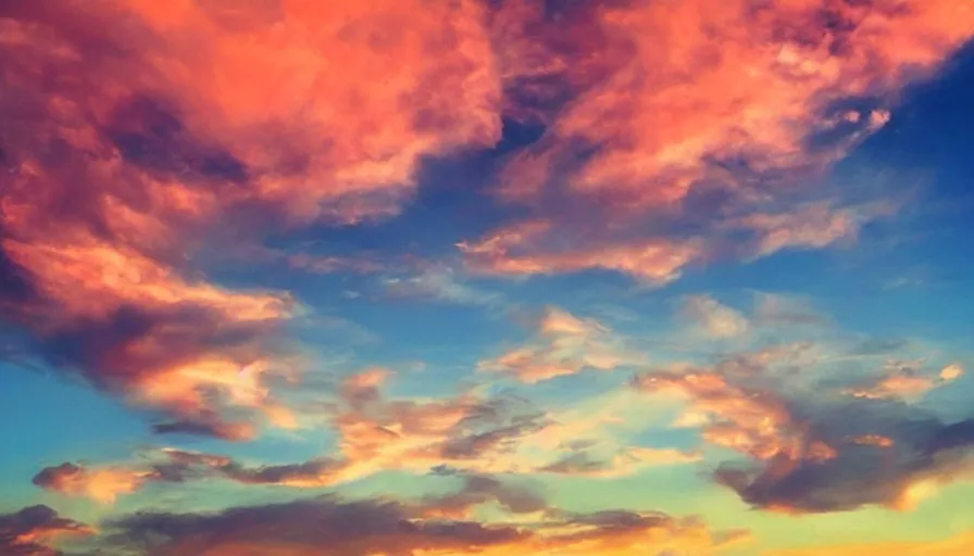 Prompt: beautiful clouds in the shape of curvy women, realistic, detailed, orange / pink sky, dreamy