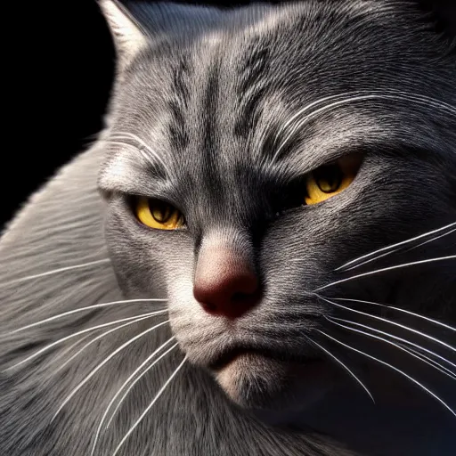 Prompt: still photo of catman, highly detailed, photorealistic portrait, bright studio setting, studio lighting, crisp quality and light reflections, unreal engine 5 quality render