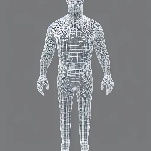 Image similar to Wireframe 3d model, Tall man