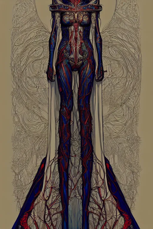 Prompt: digital art, centered full body of elven bride ,intricate, veins, by James Jean and by piet mondrian ultradetailed, charachter design, concept art, trending on artstation,