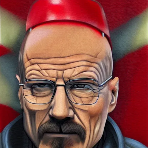 Image similar to oil digital painting of walter white at mcdonalds by ina wong