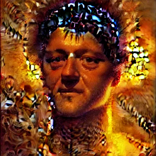 Image similar to bill clinton made of vegetables!!!, radiant light, caustics, heroic, bright iridescent light, by gaston bussiere, bayard wu, greg rutkowski