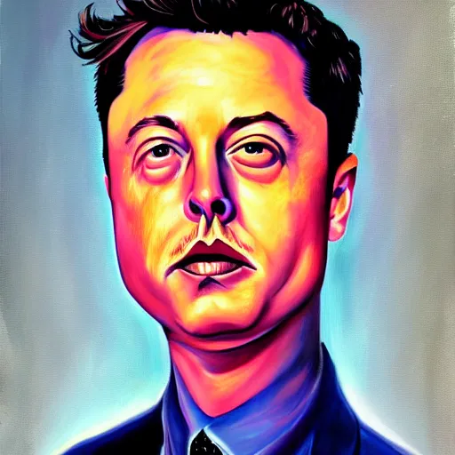 Image similar to Surrealist Portrait painting of Elon Musk, futuristic