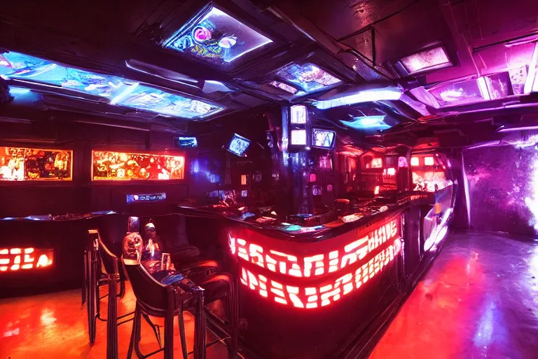 Prompt: cyberpunk alien bar movie