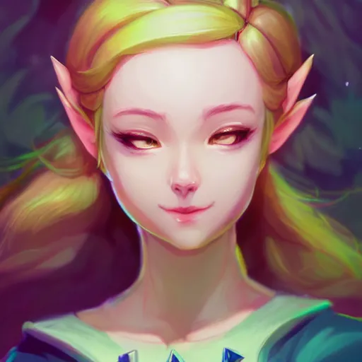 Prompt: a portrait of zelda, cute, beautiful, art by lois van baarle and loish and ross tran and rossdraws and sam yang and samdoesarts and artgerm and saruei and disney and wlop, digital art, highly detailed, intricate, sharp focus, trending on artstation hq, deviantart, unreal engine 5, 4 k uhd image