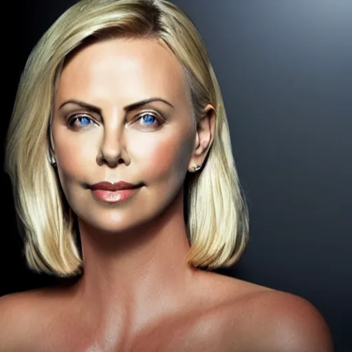 Image similar to charlize theron as a muppet. highly detailed felt. hyper real photo. 4 k