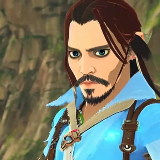 Image similar to Johnny Depp in Zelda Breath of the Wild