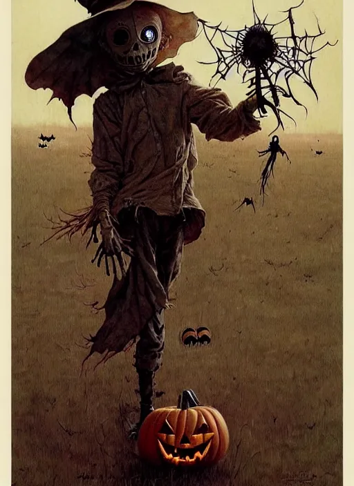 Image similar to halloween scarecrow by chiara bautista and beksinski and norman rockwell and greg rutkowski weta studio, and lucasfilm