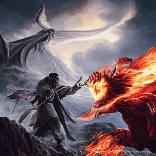 burning balrog from lord of the rings whipping kanye | Stable Diffusion ...