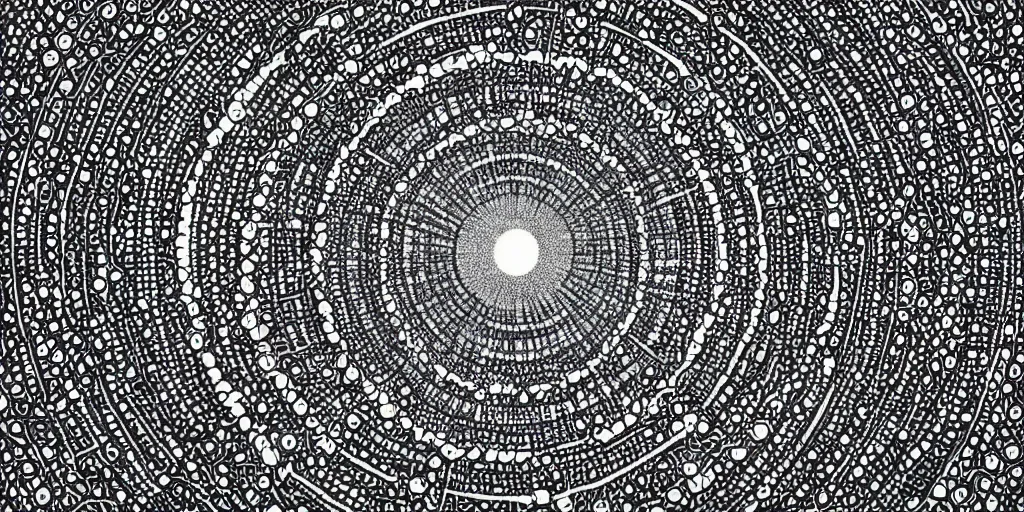 Image similar to a circle within a circle within a circle within a circle, digital art, hyper-detailed