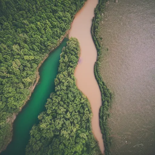 Prompt: river [ filled of milk ] [ drone view ]