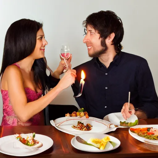 Image similar to professional photo of a romantic dinner date, love, award winning