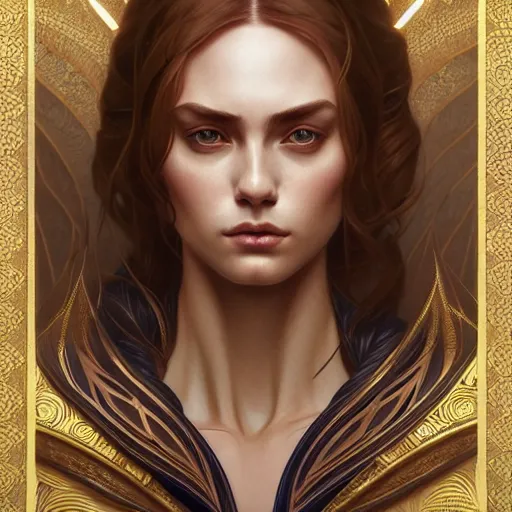 Image similar to symmetry!! intense fanart of acotar protagonist, intricate, elegant, highly detailed, my rendition, digital painting, artstation, concept art, smooth, sharp focus, illustration, art by artgerm and greg rutkowski and alphonse mucha