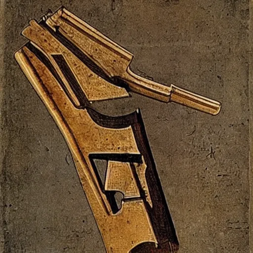 Image similar to An AK-47 design by Leonardo Da Vinci.