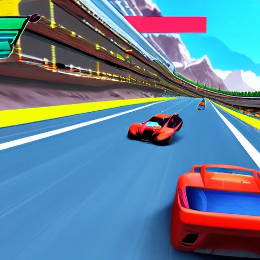 Prompt: racing game screenshot