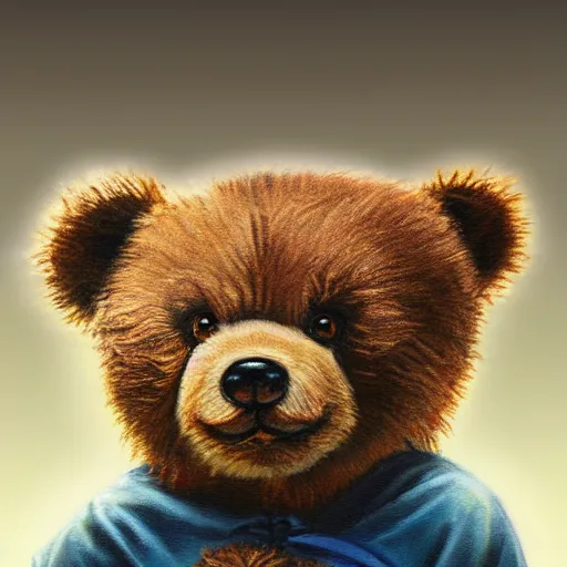 Image similar to a realistic teddy bear painting by Philipp Otto Runge, 4k, trending on cgsociety, Extremely detailed, 8k