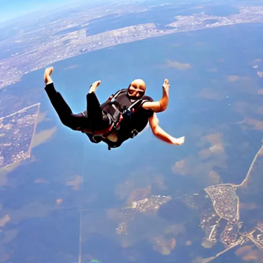 Prompt: danny devito skydiving