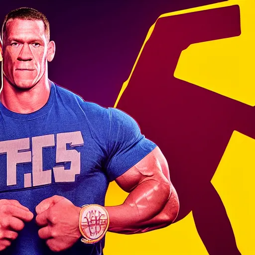 Image similar to john cena but his body is a t - shaped tetris block, cinematic, dramatic lighting, smoky background