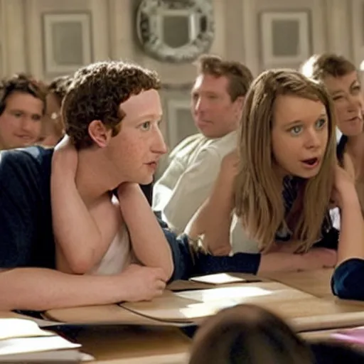 Prompt: Movie still of Mark Zuckerberg in Mean Girls