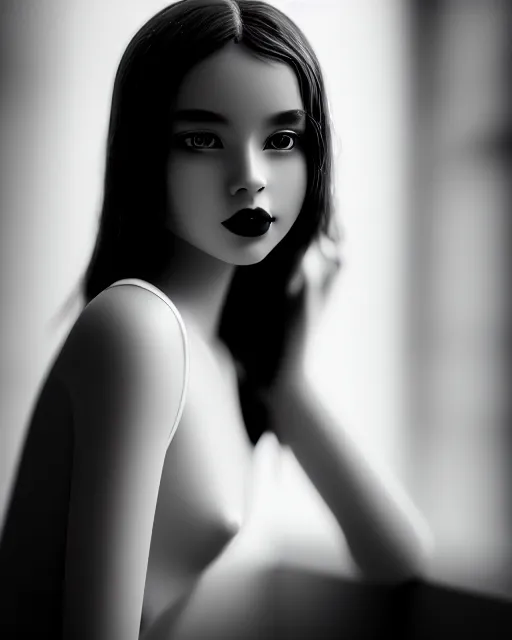 Image similar to black and white dreamy young beautiful female artificial intelligence, cinematic, rim light, bokeh, photo - realistic, elegant, high detail, 8 k, masterpiece, photo taken in 1 9 3 0