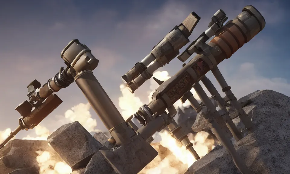 Image similar to octane render of a rocket launcher