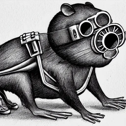 Image similar to a rat with steampunk googles, by Hajime Isayama